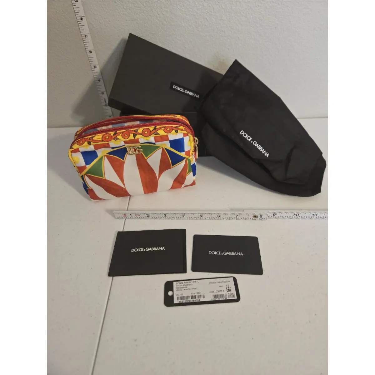 Dolce Gabbana Nylon Stampado Mini Makeup Bag Multicolor
