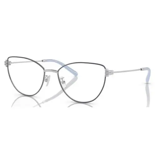 Tory Burch TY1083 3161 Eyeglasses Frame Women`s Silver Full Rim Cat Eye 52mm - Frame: Silver
