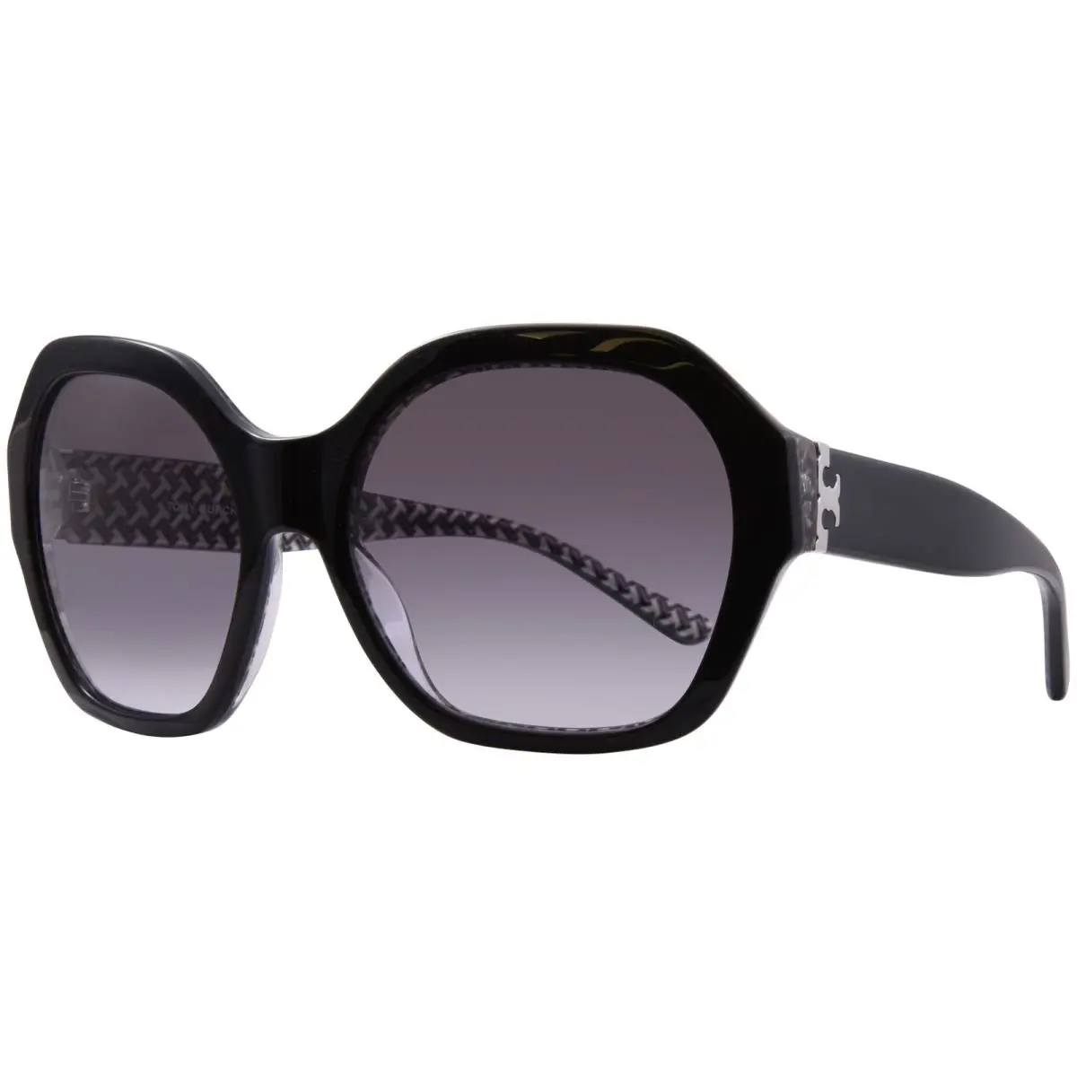 Tory Burch TY7120 165311 Sunglasses Women`s Black/black/white Zig Za/grey 57mm