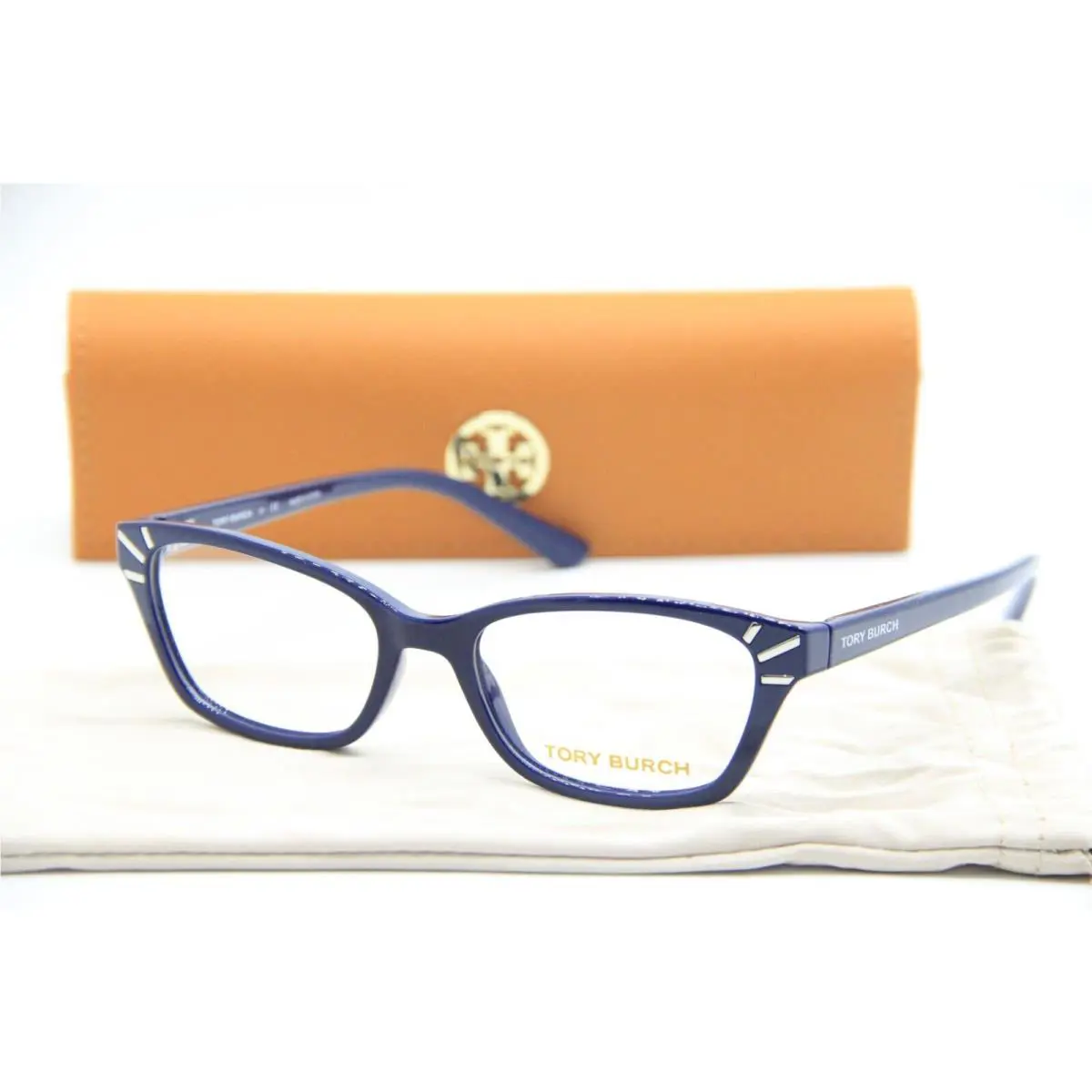 Tory Burch TY 4002 1370 Navy Silver Eyeglasses W/case 50-16