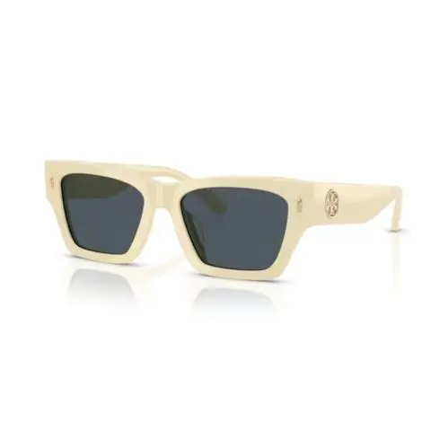 Tory Burch TY 7169U 194787 Warm Ivory Plastic Rectangle Sunglasses Grey Lens