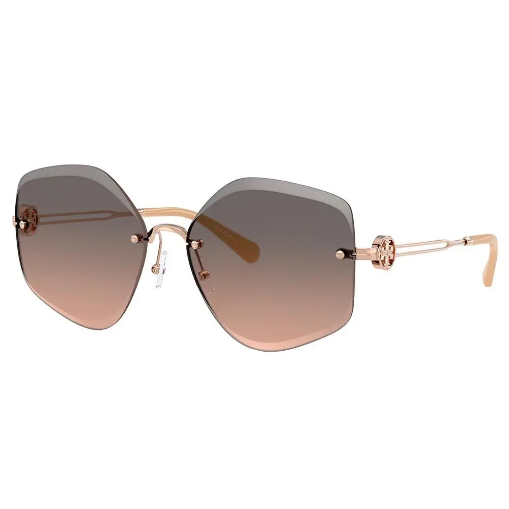 Tory Burch TY 6111 3358G9 Light Rose Gold Metal Sunglasses Grey Gradient Lens
