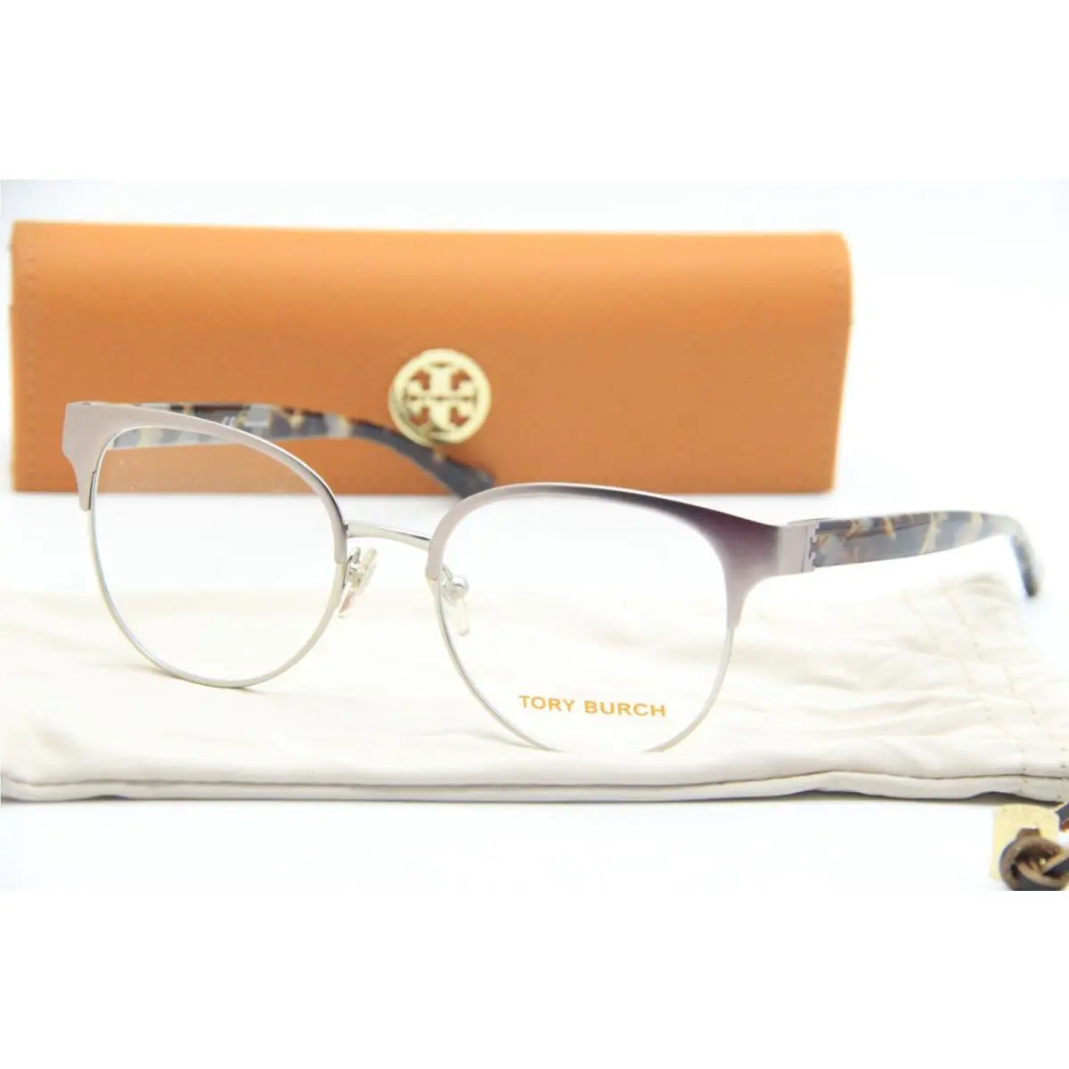 Tory Burch TY 1054 3230 Purple Silver Eyeglasses W/case 50-18