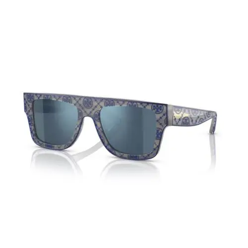 Tory Burch Women`s Sunglasses TY7185U 193055 Grey Horn with Navy Pipping 52mm