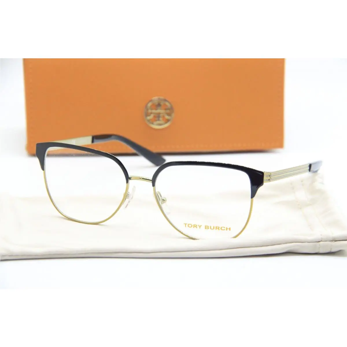 Tory Burch TY 1066 3250 Black Gold Eyeglasses W/case 52-15