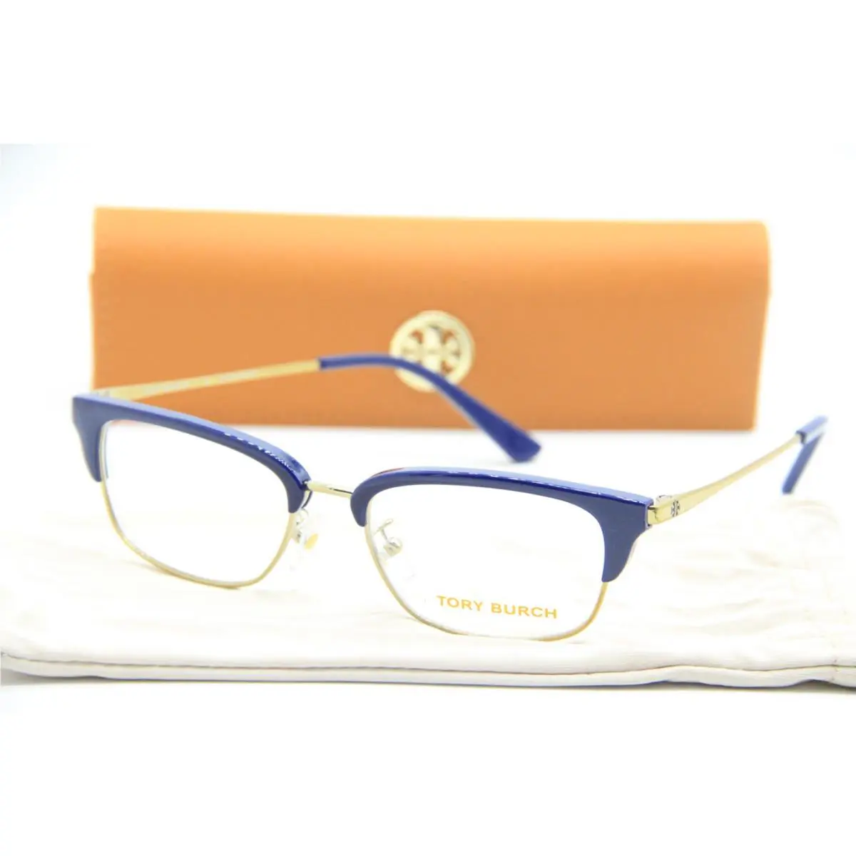 Tory Burch TY 1063 1789 Gold Navy Eyeglasses W/case 51-17