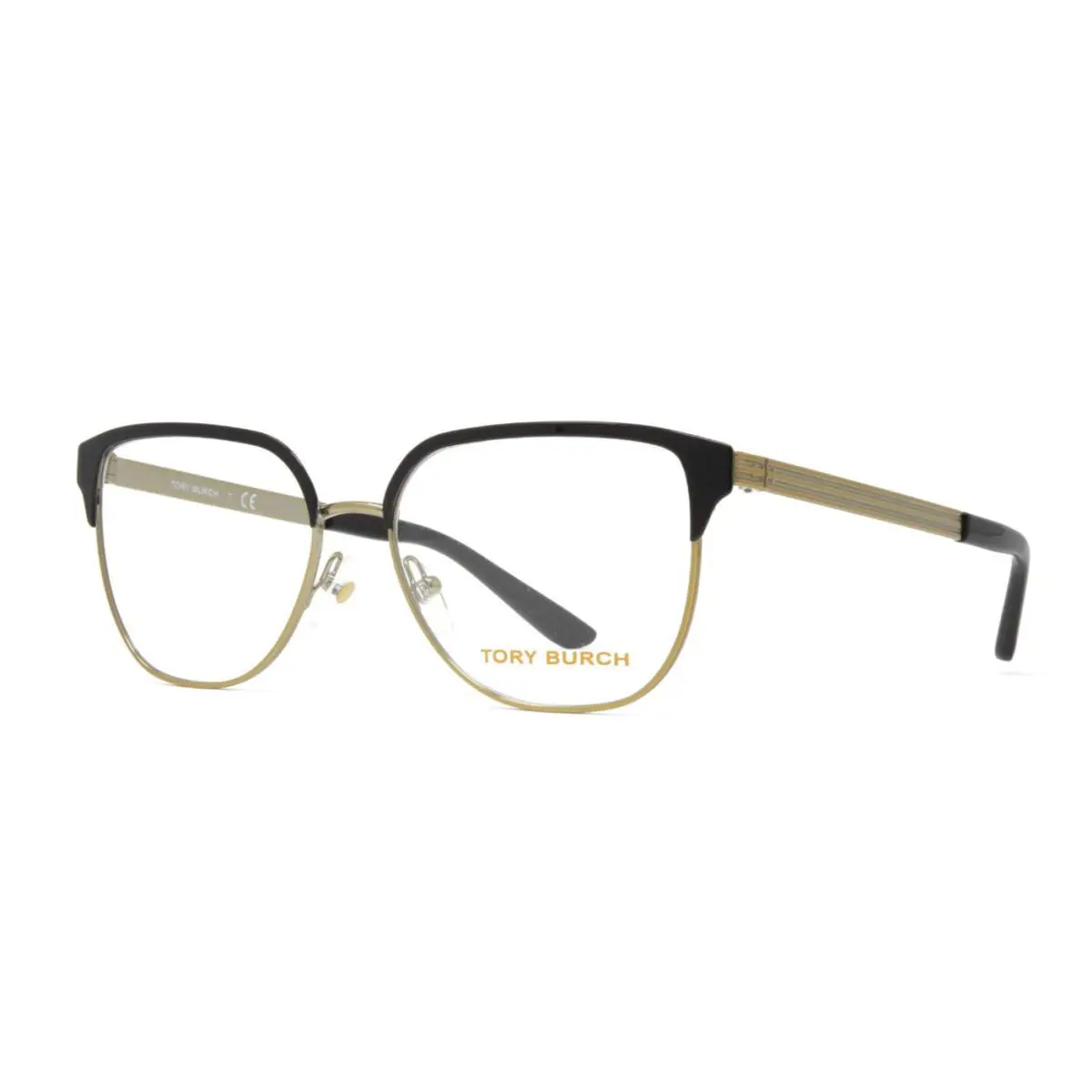 Tory Burch Eyeglasses Women`s Square Metal Shiny Gold Black 52mm TY1066-3250 - Frame: Gold
