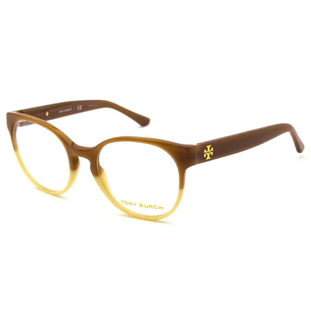Tory Burch Eyeglasses TY 2069 1238 Light Brown/ivory Round Frame 49 19 135 - Frame: Light Brown/Ivory