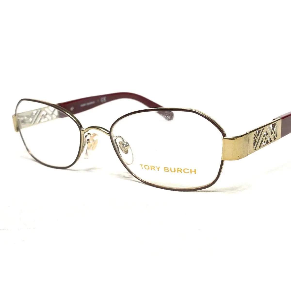 Tory Burch TY1043 3062 Womens Maroon Gold Modern Eyeglasses Frames 50/17