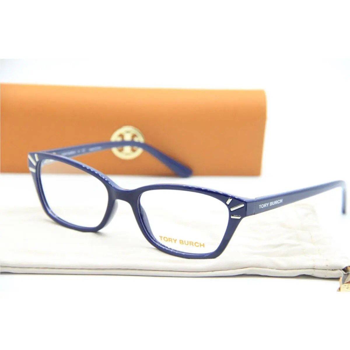 Tory Burch TY 4002 1370 Navy Silver Eyeglasses W/case 52-16
