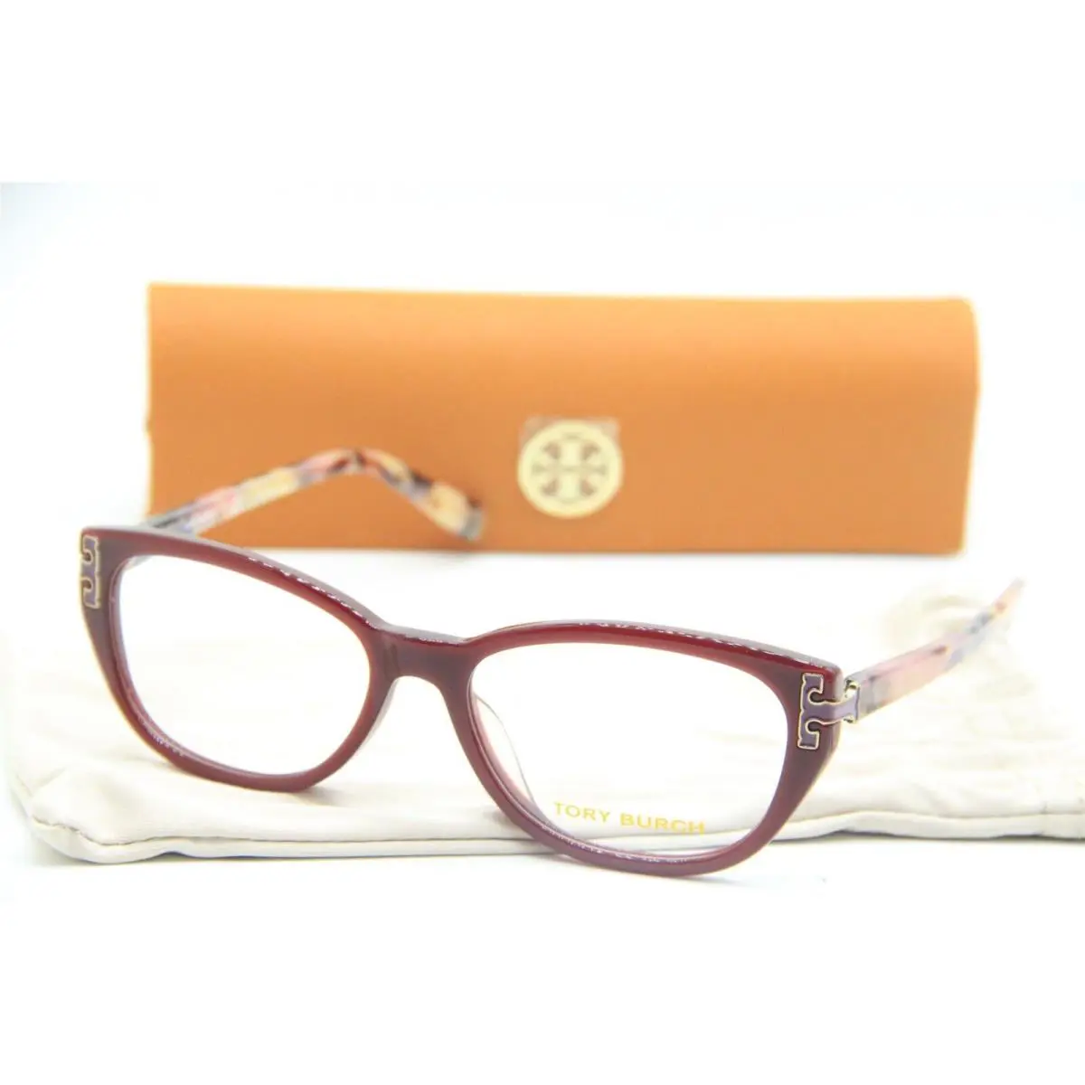 Tory Burch TY 2093 1384 Bordeaux Tortoise Eyeglasses W/case 54-16