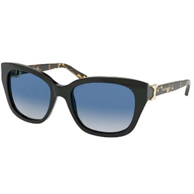 Tory Burch Cat-eye Sunglasses Black W/dark Grey Blue Gradient Lens 56mm