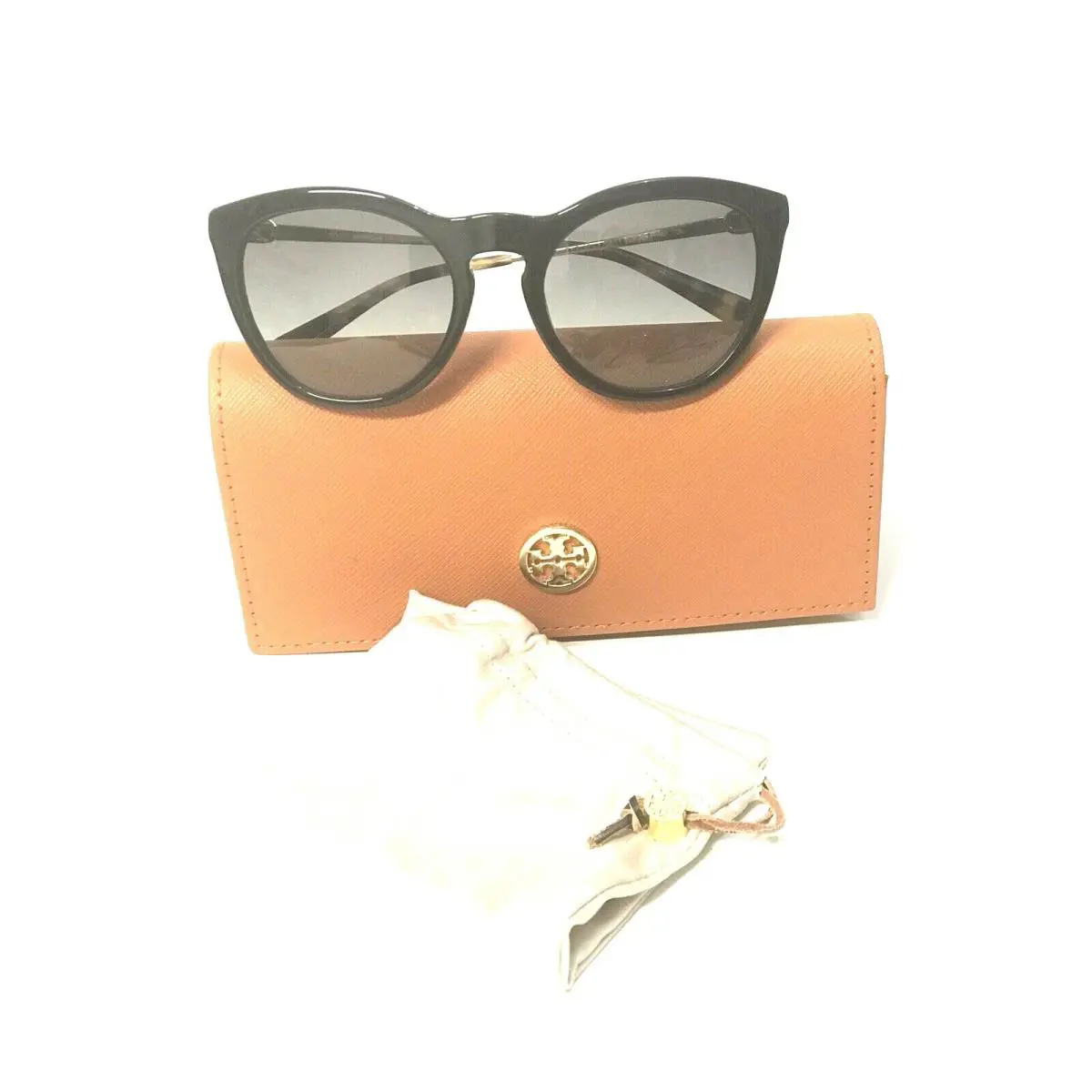 Tory Burch Sunglasses TY7137 1709/11 Black Gold Cat Eye 54-21-140