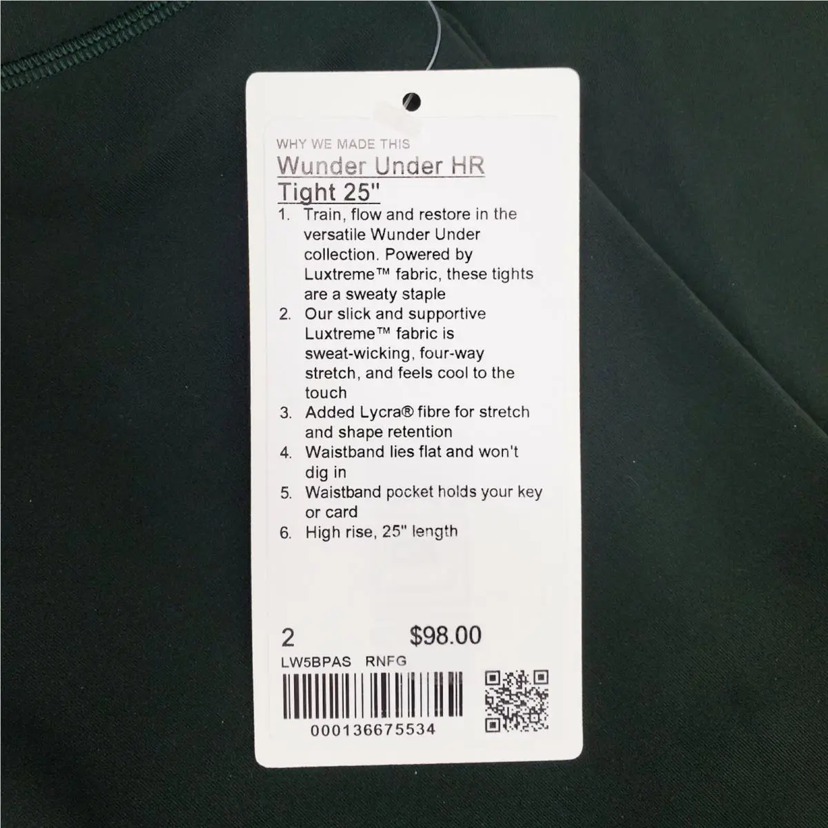 Lululemon clothing - Lululemon Wunder Under Tight - Wunder Under Tight - Green 2