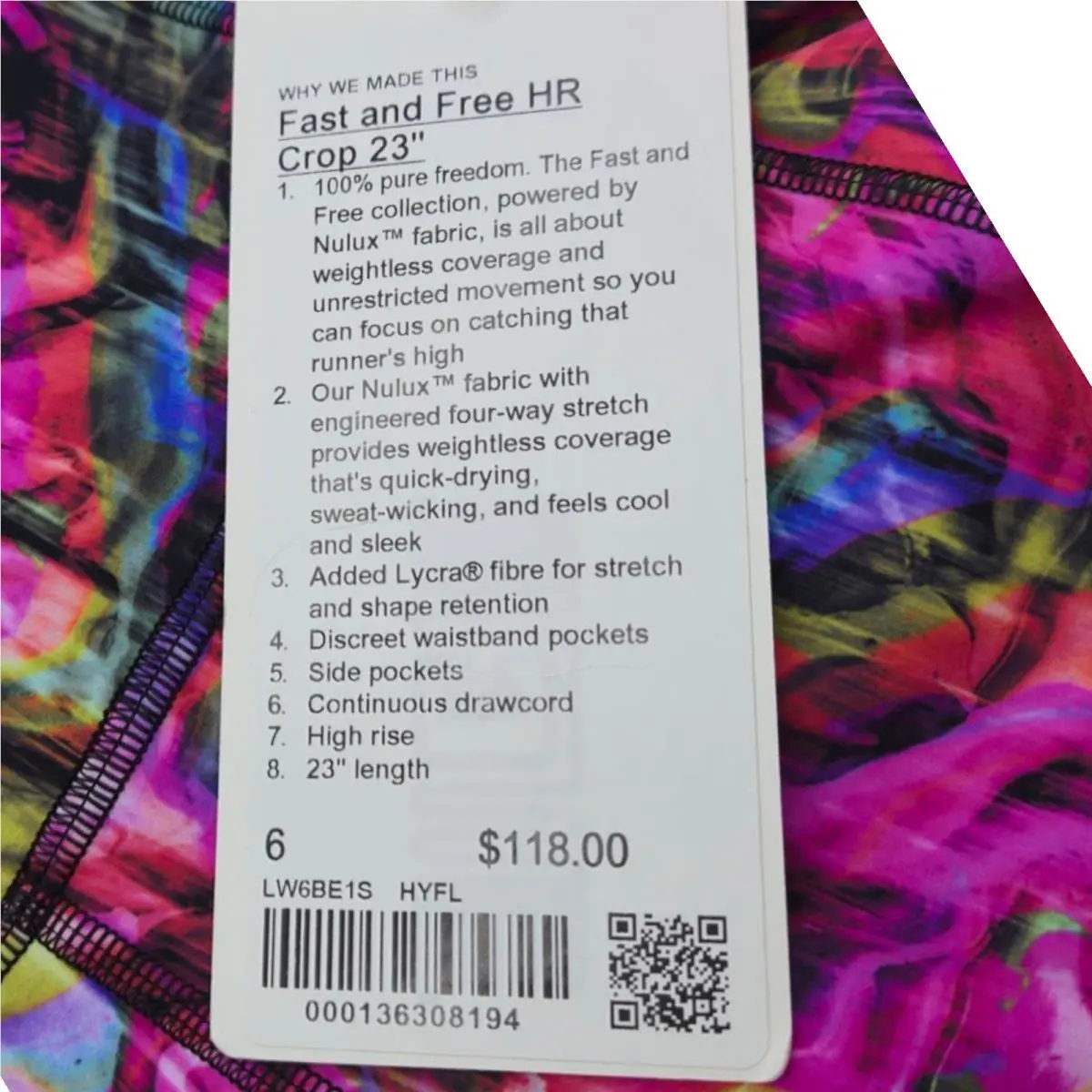 Lululemon clothing - Lululemon Fast and Free HR Crop 23” - LW6BE1S - Multicolor 4