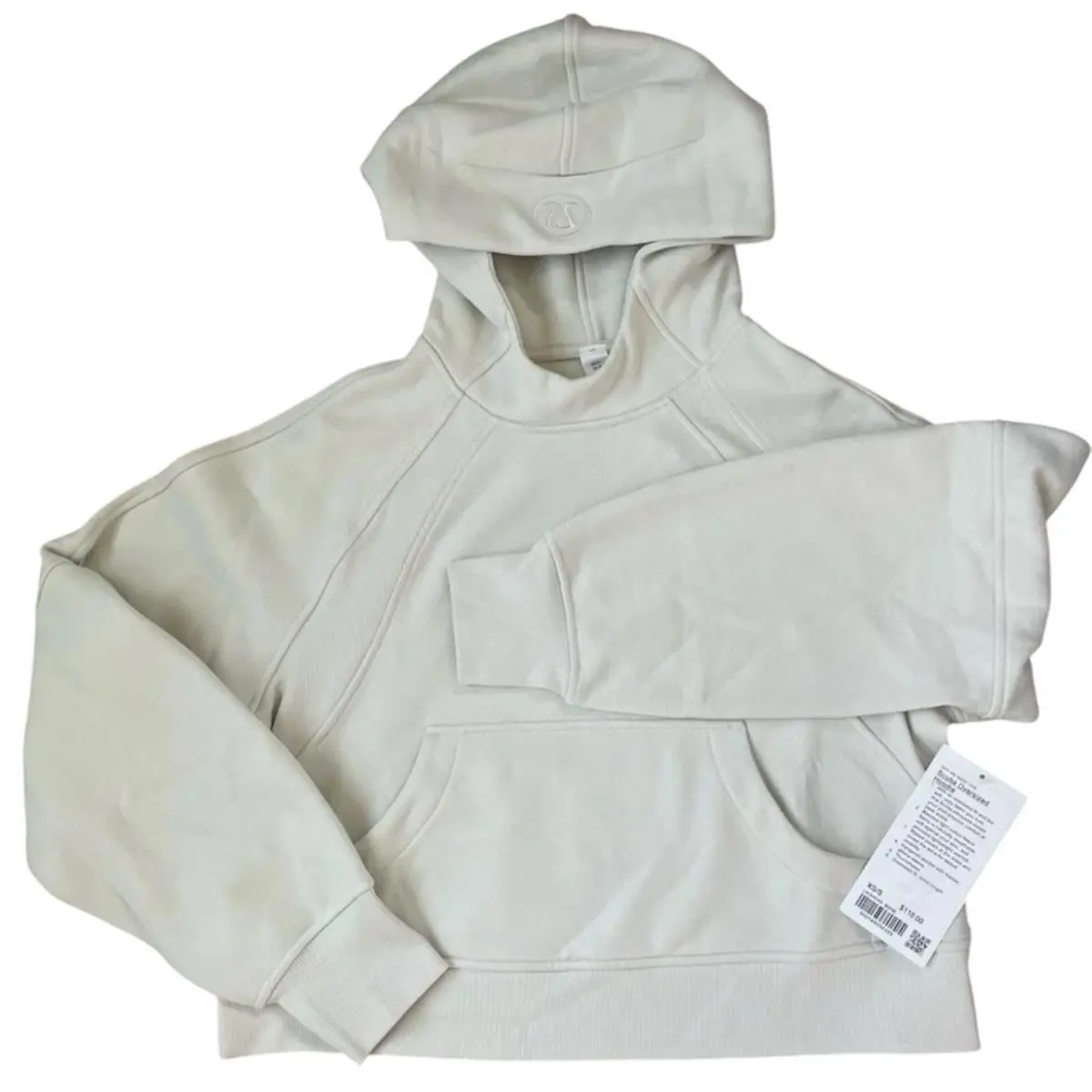 Lululemon Women`s Scuba Oversized Pullover Side Slit Hoodie Bone Size Xs/s