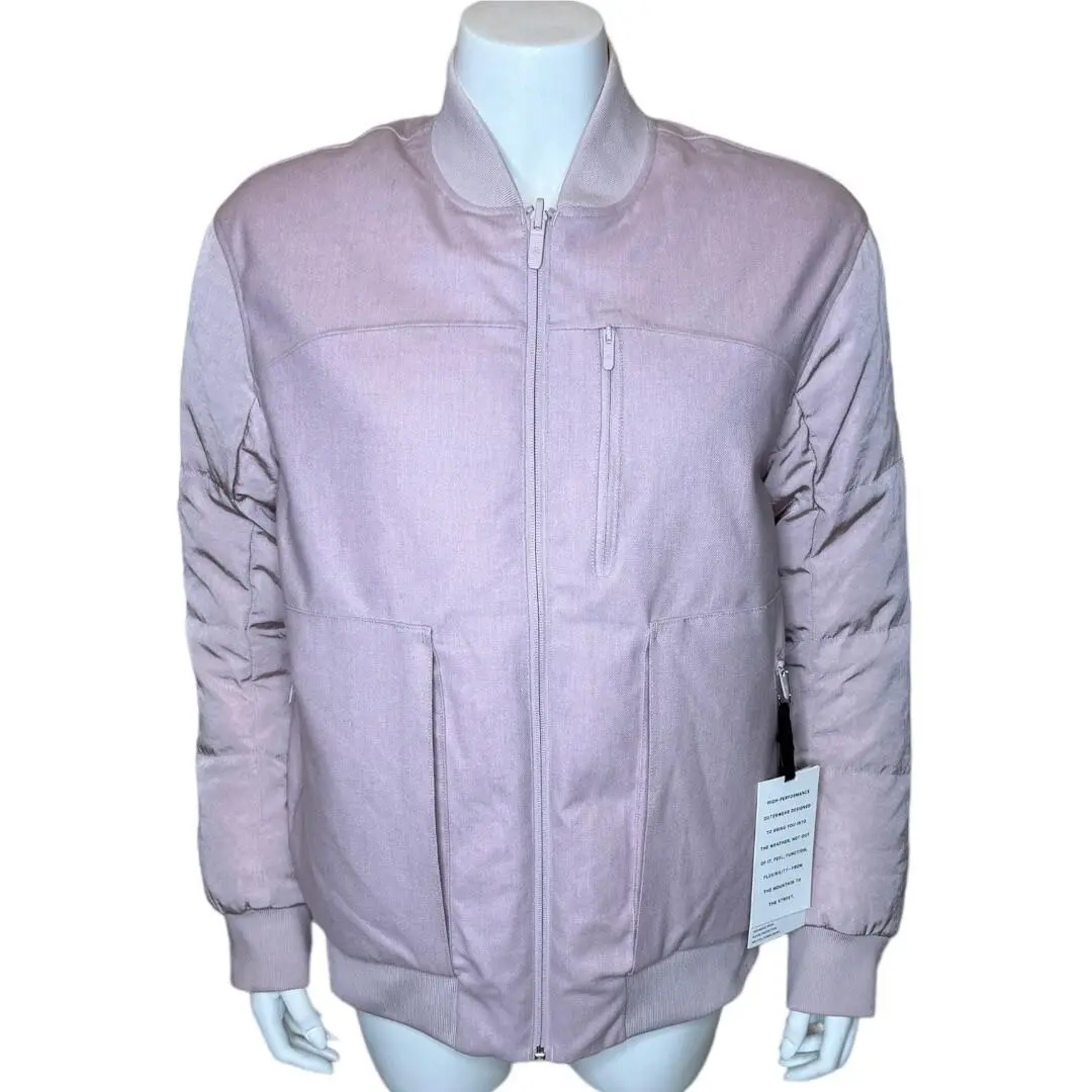 Lululemon Roam Far Down Fill Wool Bomber Jacket 10 Reversible Puffer Pink