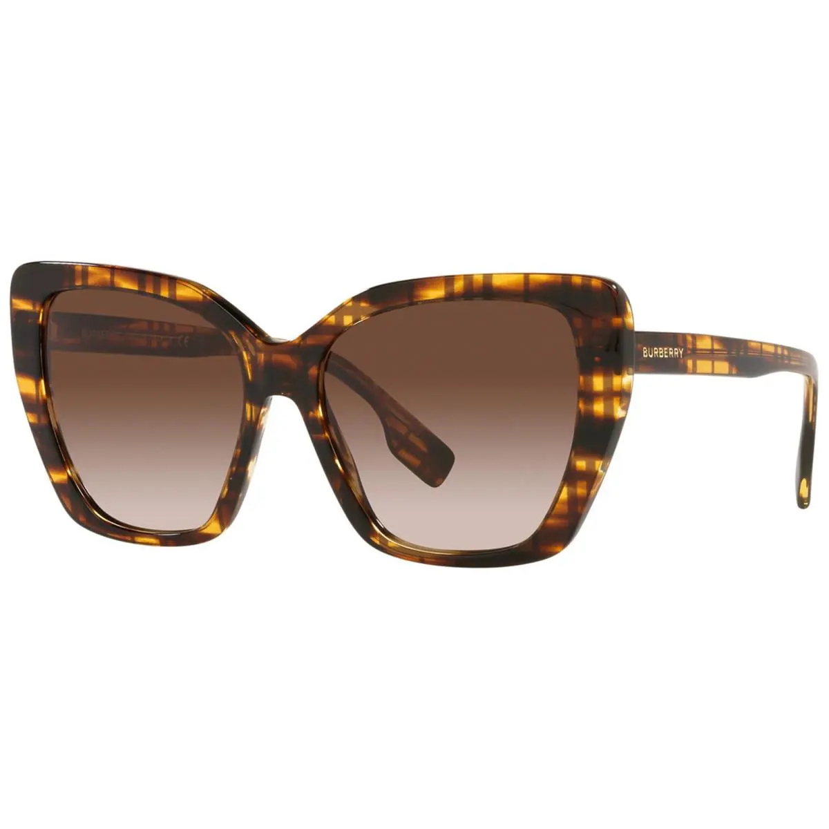 Burberry Tamsin Women`s Butterfly Sunglasses w/ Gradient Lens - BE4366 - Italy - Check-Stripe Brown/Brown (398113-55), Frame: Select Variation