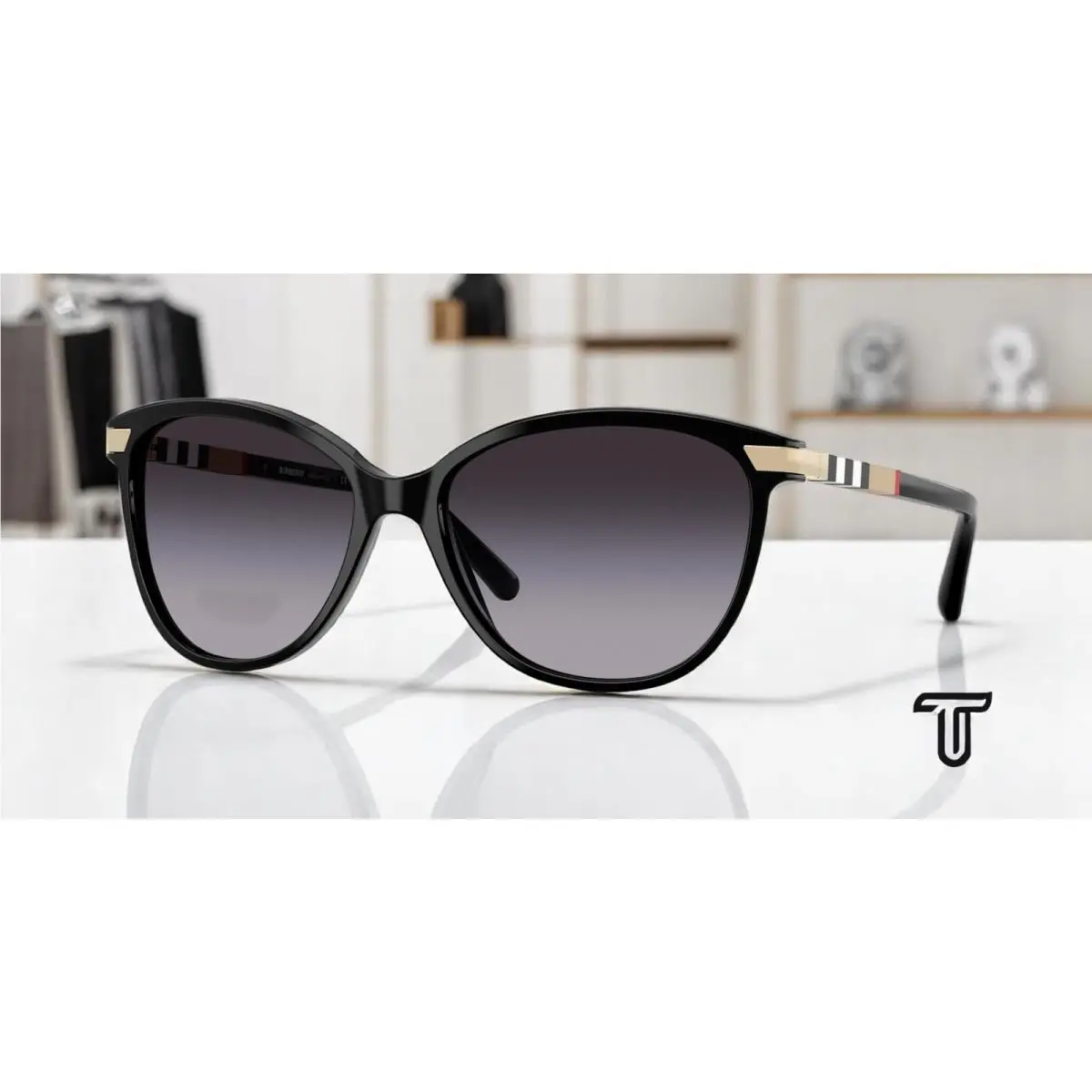 Burberry BE4216 30018G Black Gray Gradient 57 mm Women`s Sunglasses