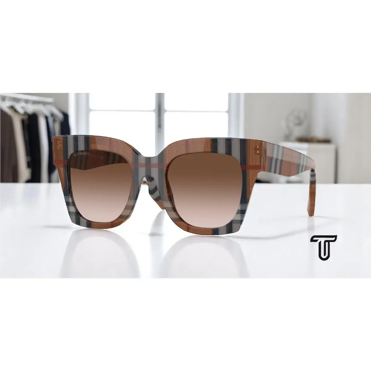 Burberry BE4364 396713 Kitty Brown Check Brown Gradient 49 mm Women`s Sunglasses