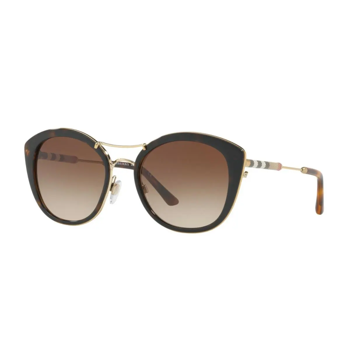 Leather Check Collection BE 4251Q Dark Havana/brown Shaded Sunglasses by Burberry