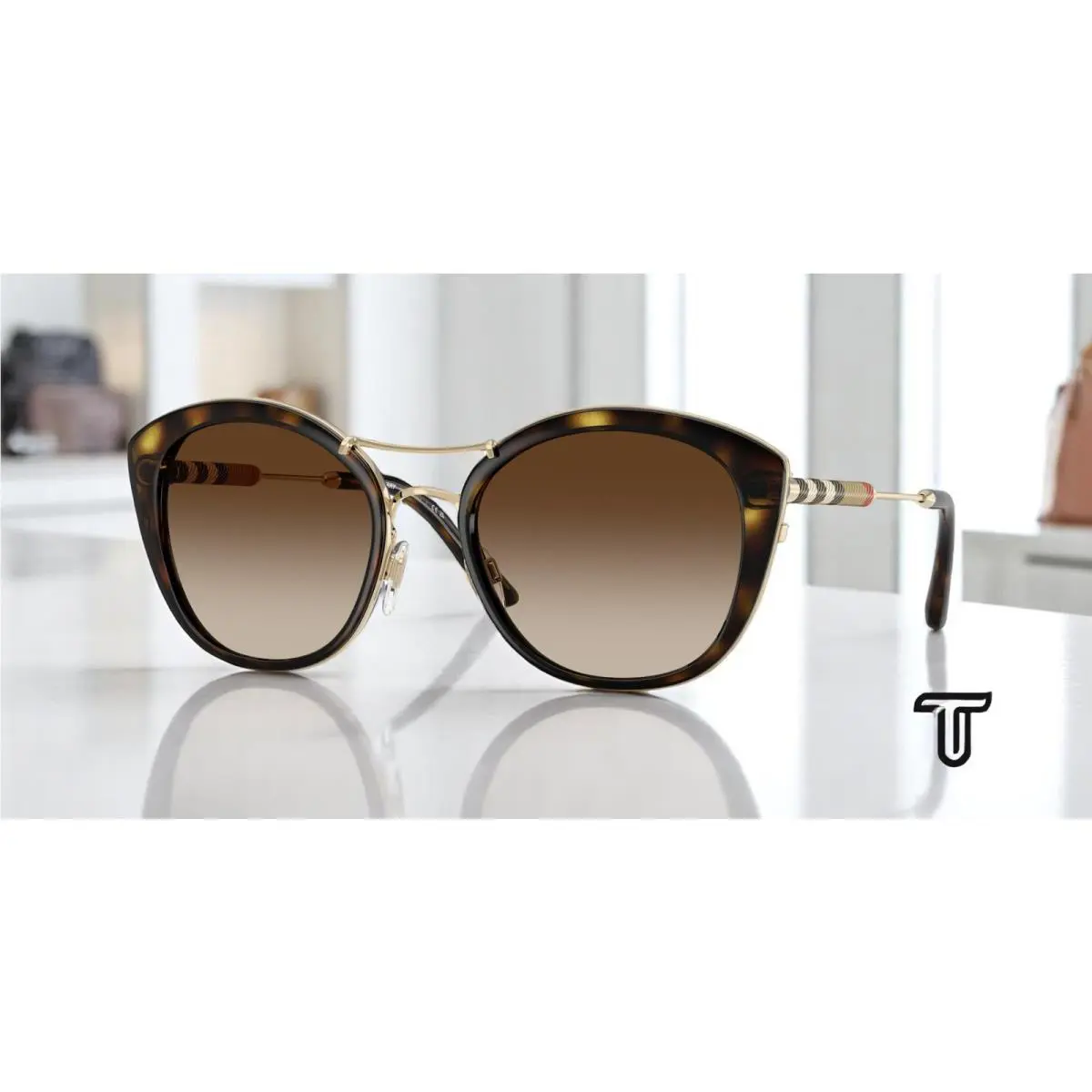 Burberry BE4251Q 300213 Dark Havana Brown Gradient 53 mm Women`s Sunglasses