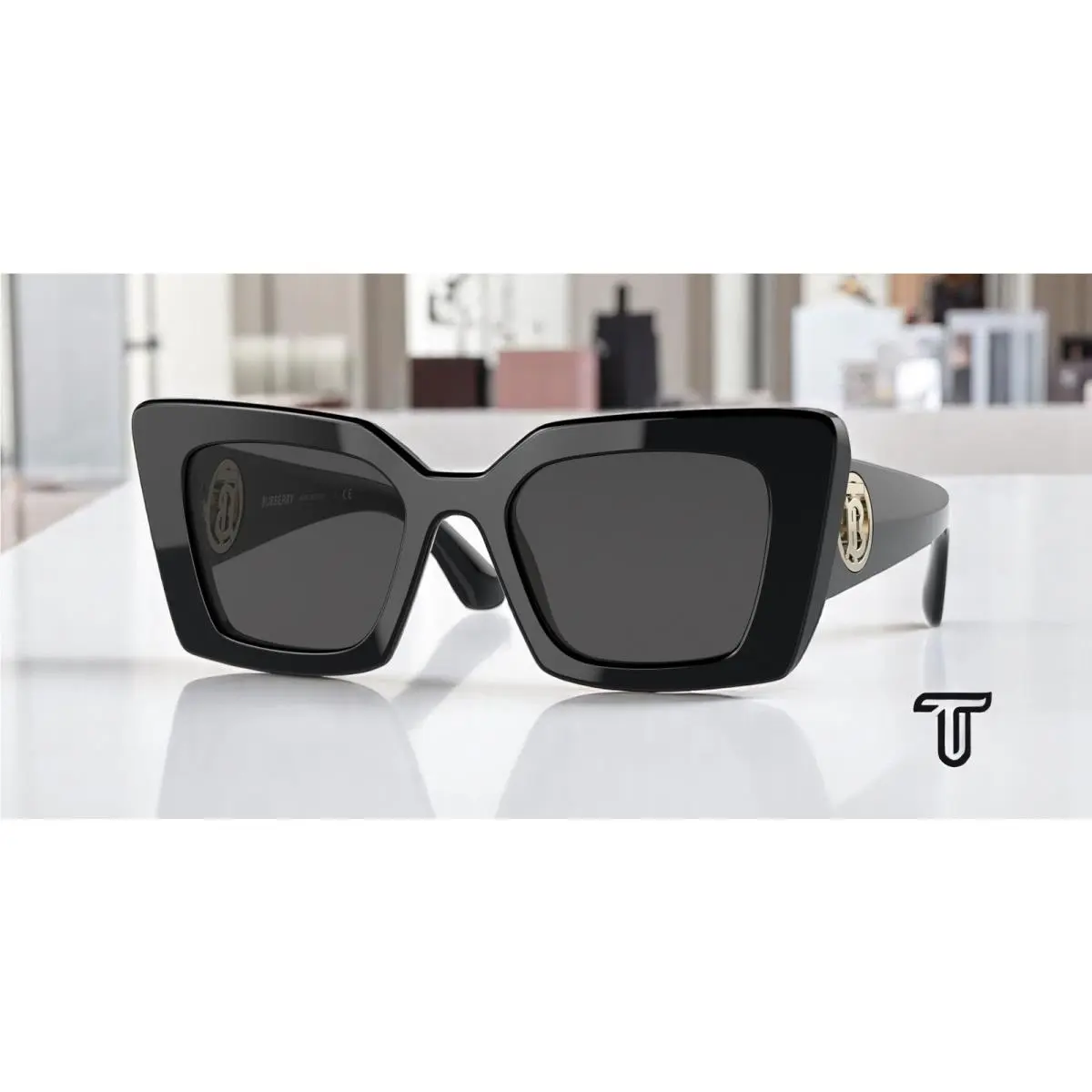 Burberry Daisy BE4344 300187 Black Dark Grey 51 mm Women`s Sunglasses - Frame: Black, Lens: Dark Grey