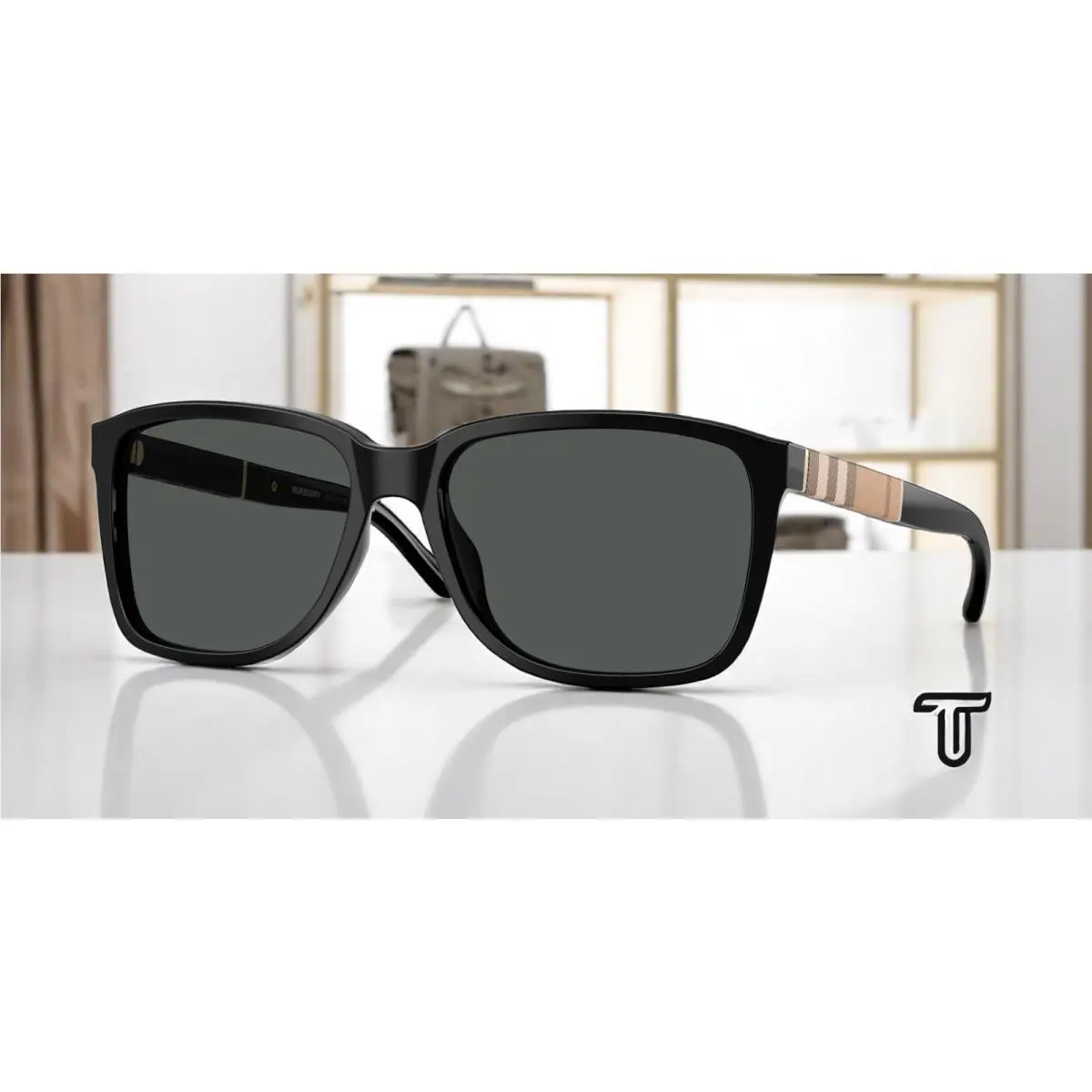 Burberry BE4181 300187 Black Grey 58 mm Men`s Sunglasses