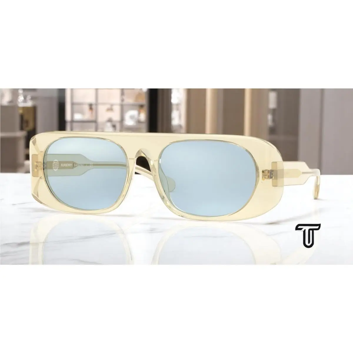 BE4322 387980 Transparent Yellow Azure 61 mm Women`s Sunglasses by Burberry