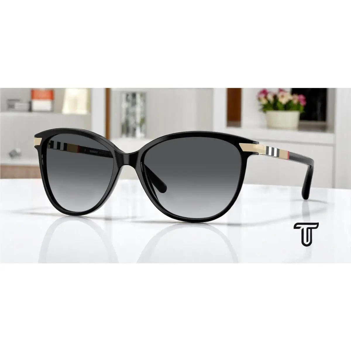BE4216 3001T3 Black Polarized Grey Gradient 57 mm Women`s Sunglasses by Burberry