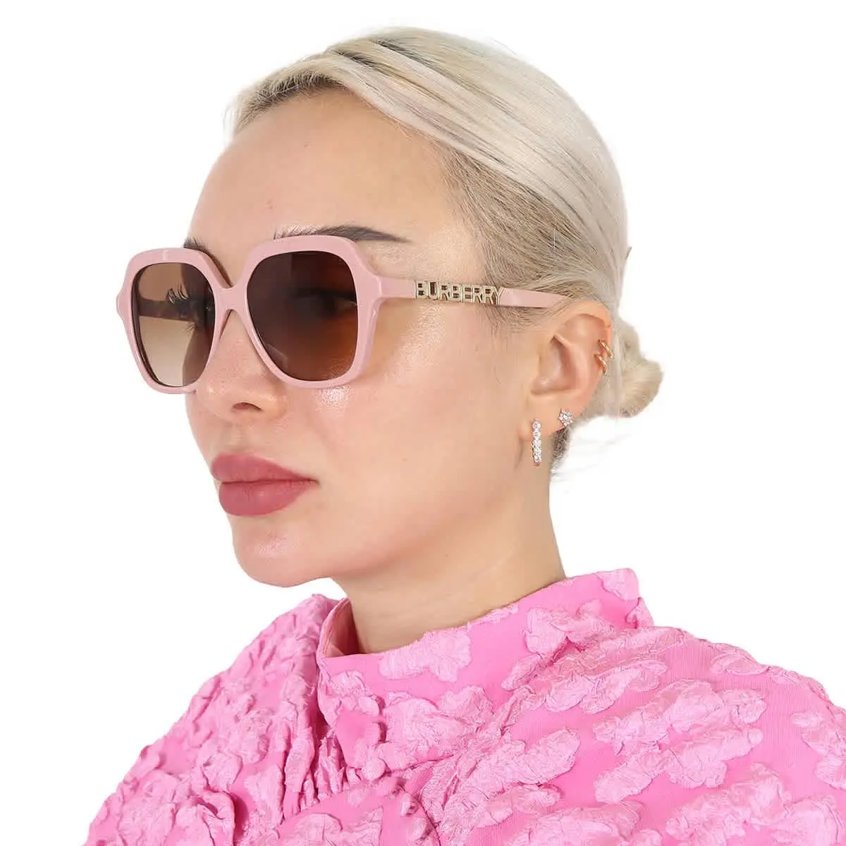 Burberry Joni Brown Gradient Square Ladies Sunglasses BE4389 406113 55 - Pink, Frame: Pink, Lens: Brown