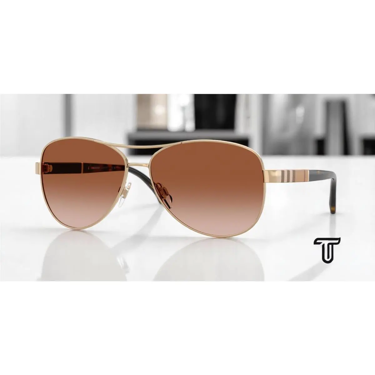 Burberry BE3080 114513 Light Gold Brown Gradient 59 mm Women`s Sunglasses