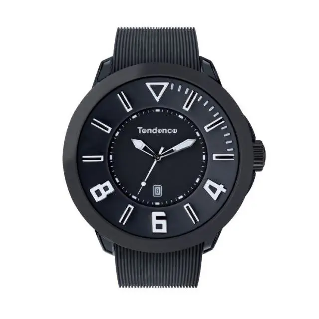 Tendence TT530002 Guliver Black Rubber Band Black Dial Date Quartz Mens Watch