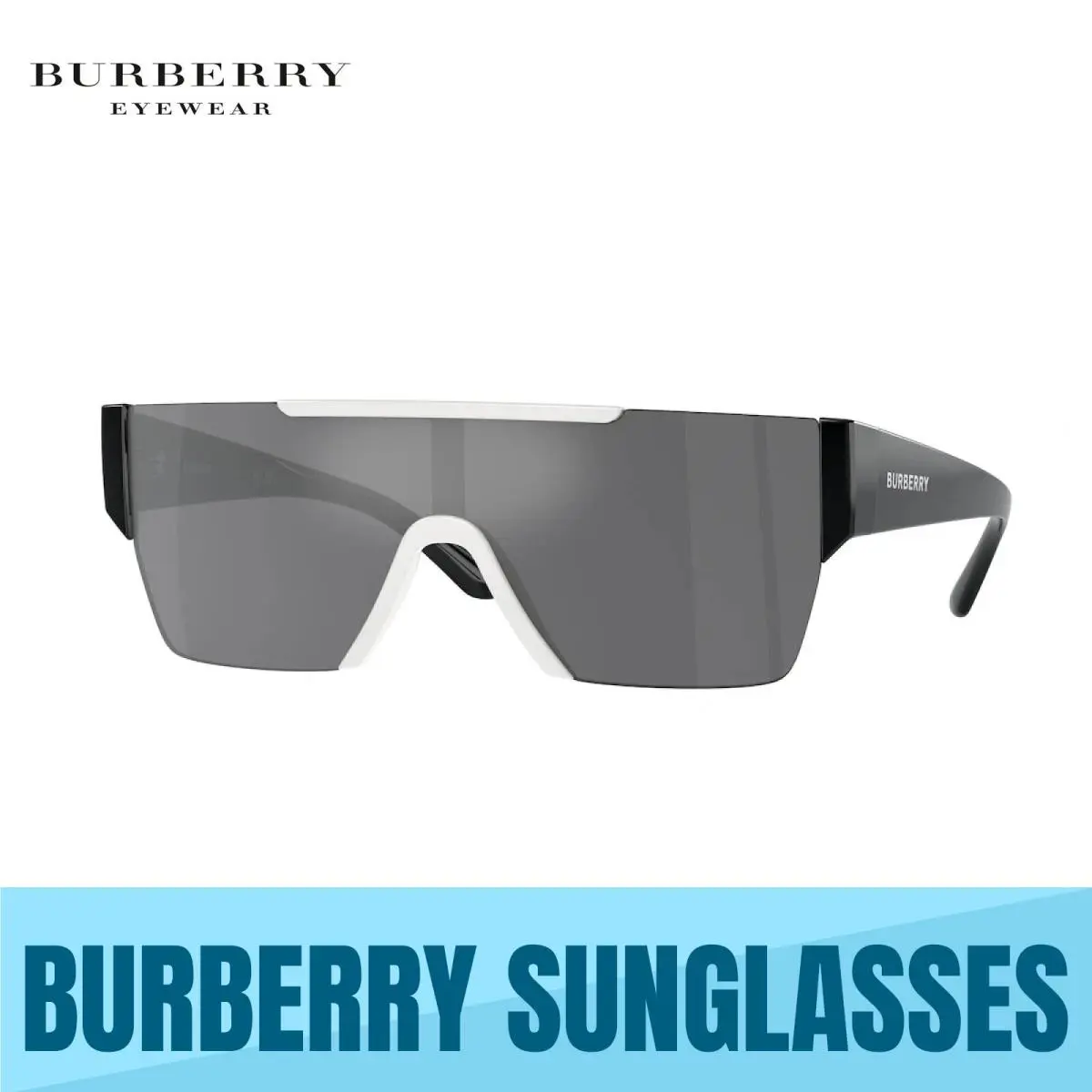 Burberry BE4291 40496G White - Grey Mirror Black Lens Sunglasses
