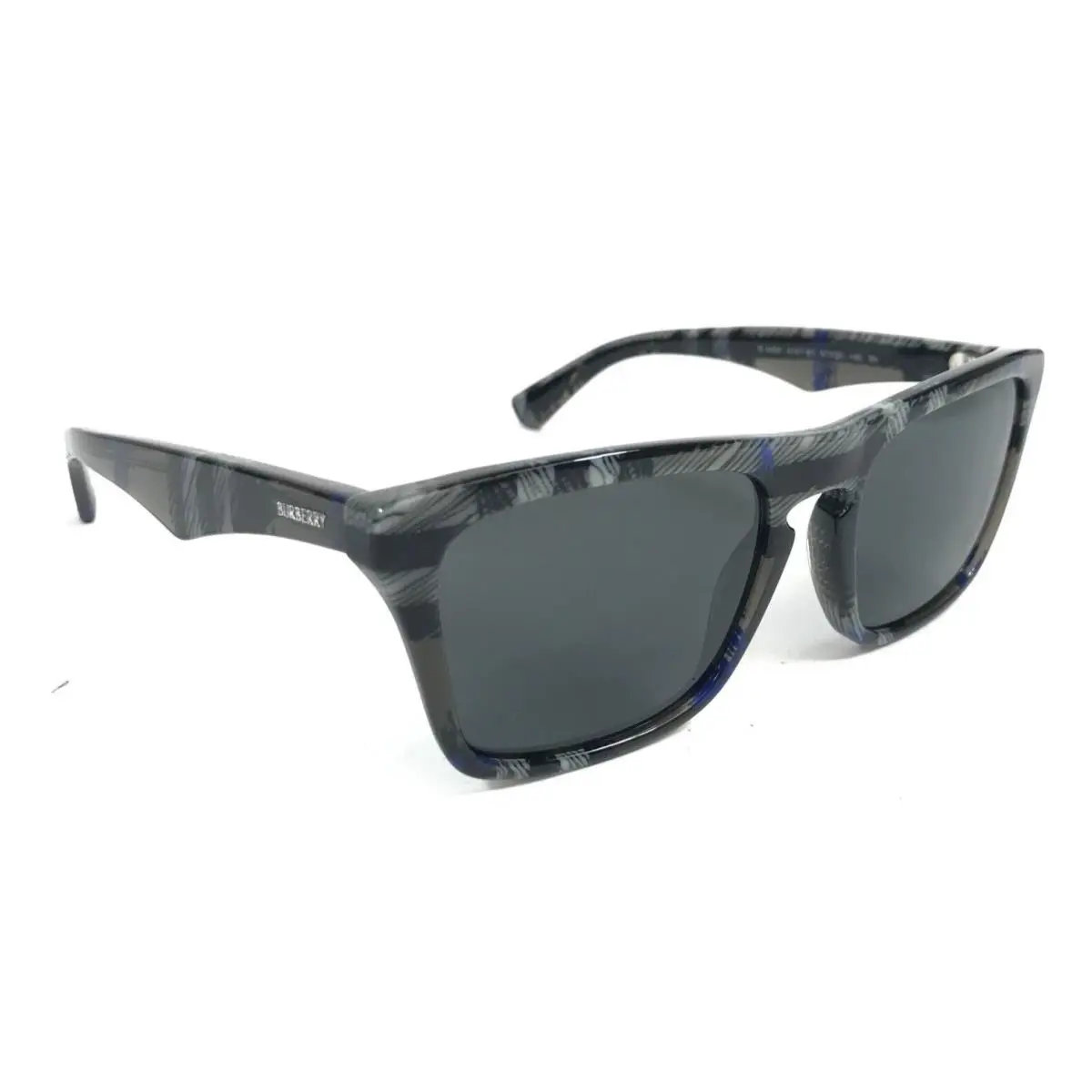 Burberry Sunglasses B4434 4147/87 Check Lichen Square Frames Dk Grey Lenses-57