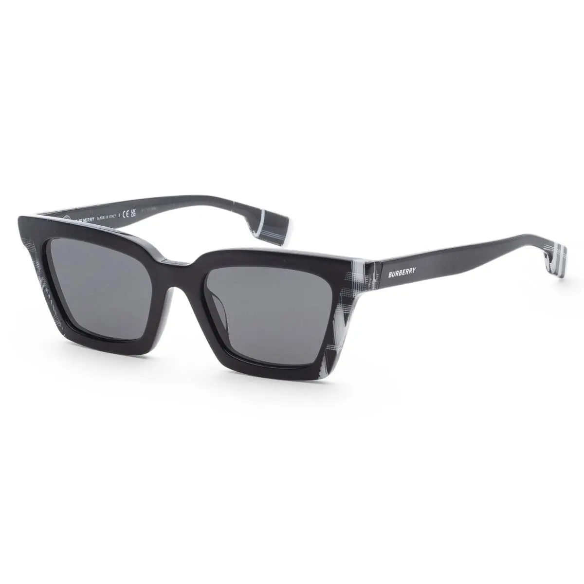 Burberry Women`s Briar 52mm Checker White Black Sunglasses BE4392U-405187-52 - Frame: Black, Lens: Grey, Other Frame: Black Checker White Black