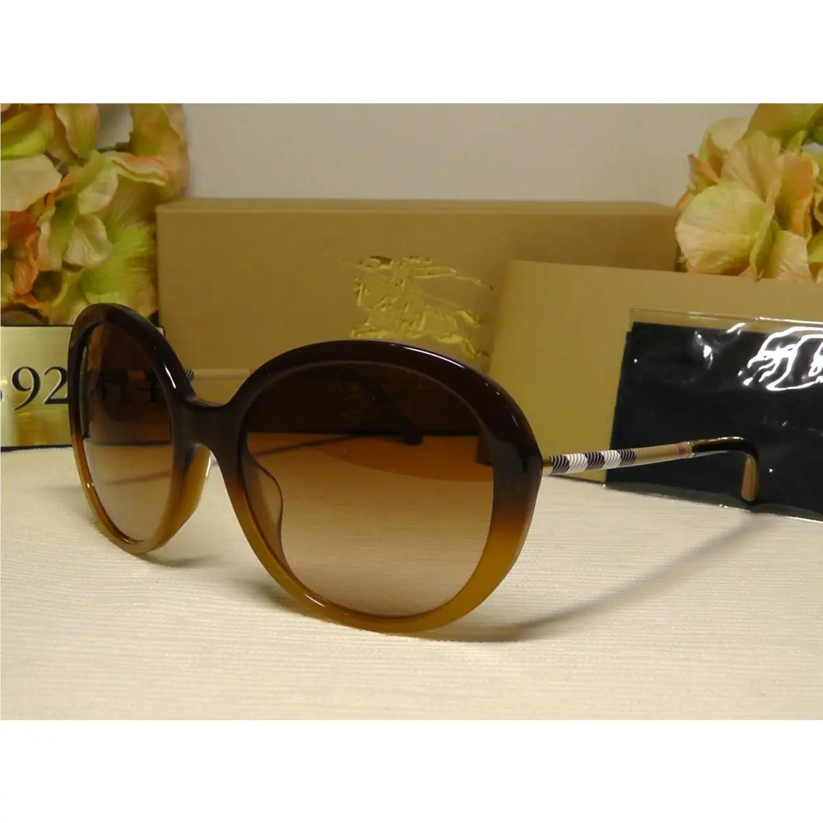 Burberry B4239 QF Heritage Check Havana Brown Frame Sunglasses 57 19 140 Italy