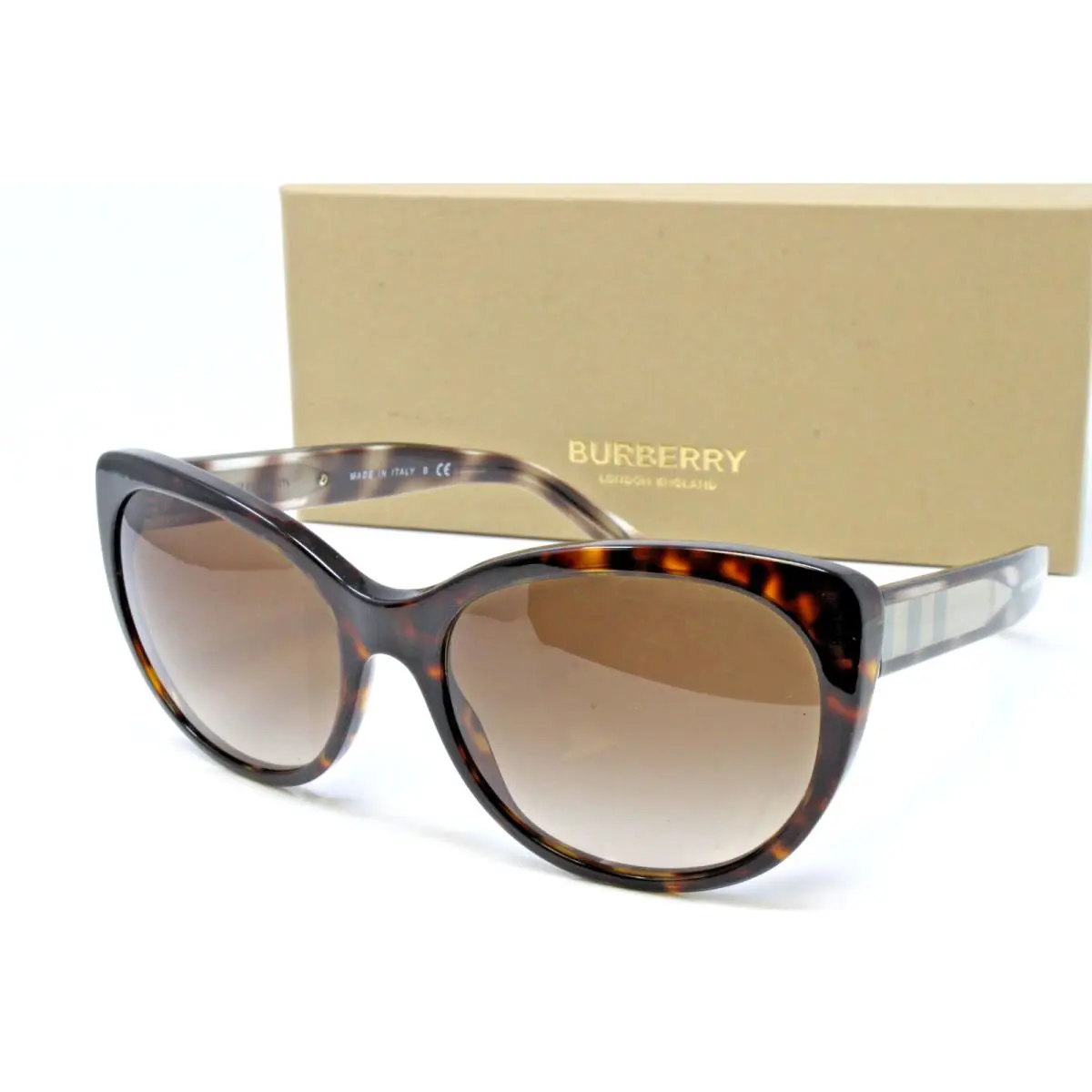 Burberry Sunglasses Women`s Cat Eye Dark Havana Nova Check 56mm BE4224-300213