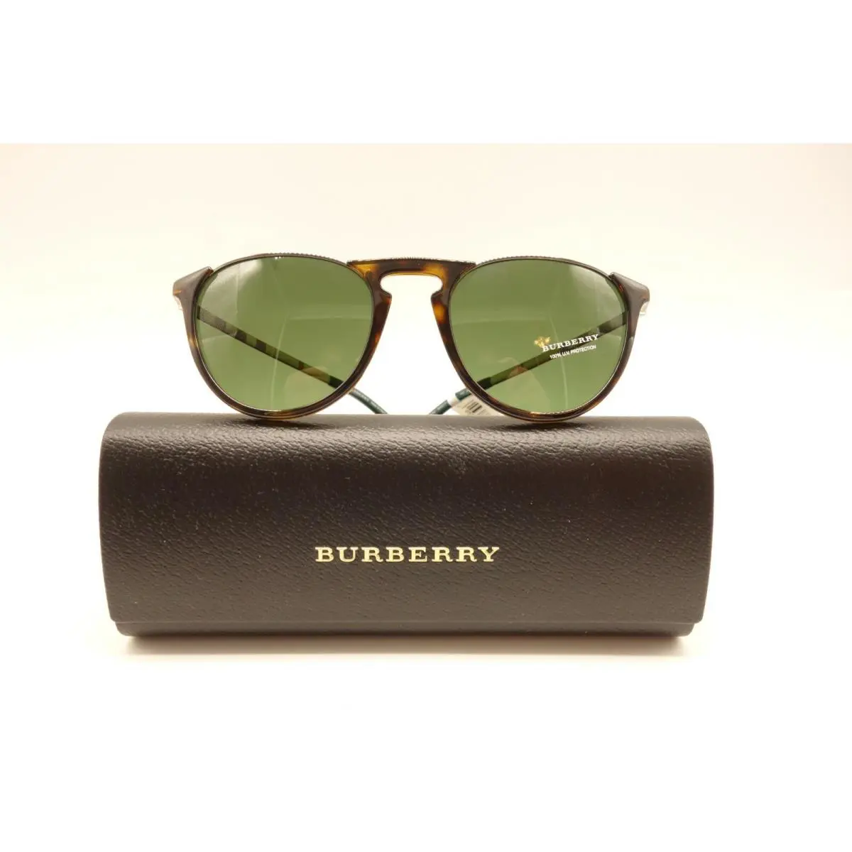 Burberry Brown Tortoise Sunglasses Women`s Round Metal Frames OBE4273