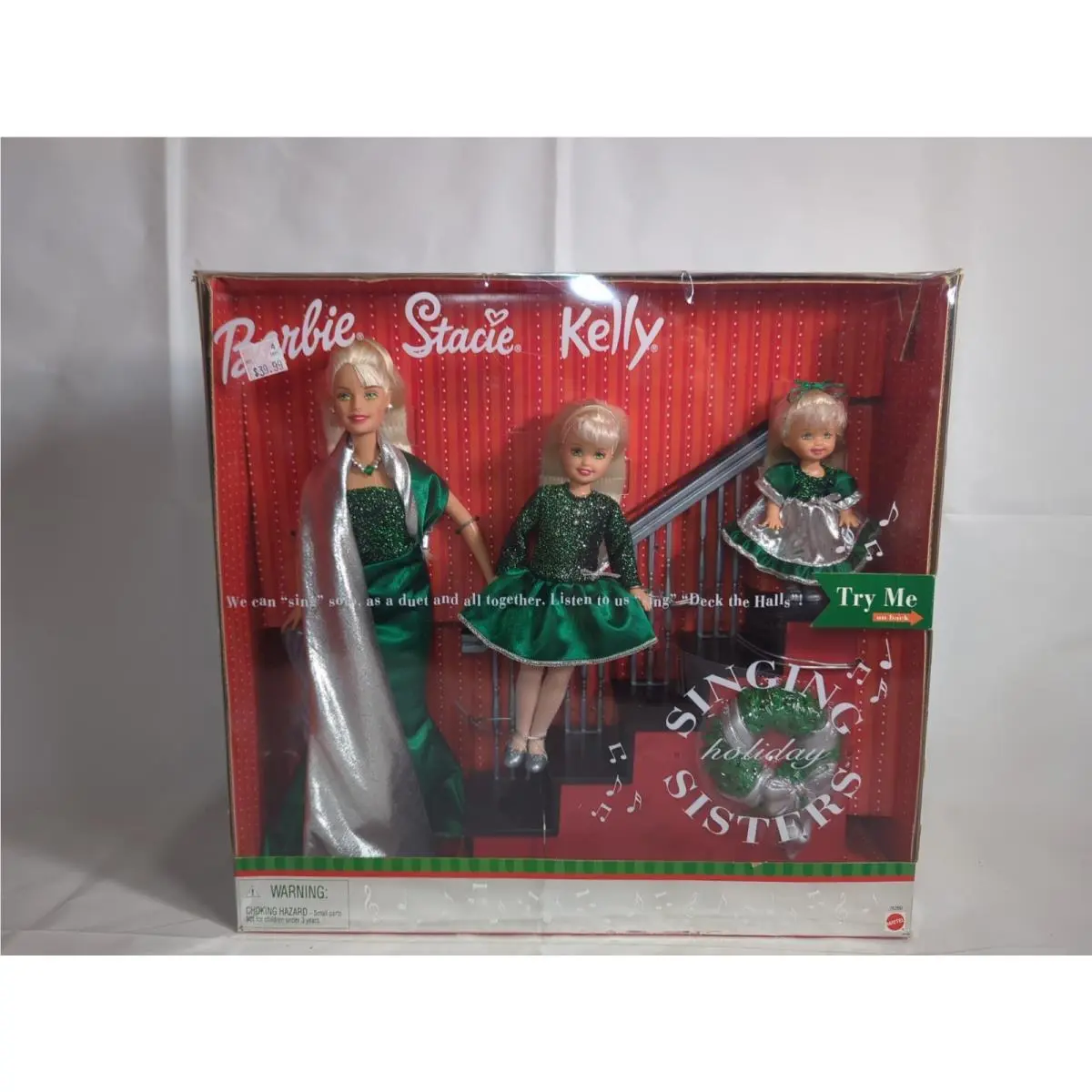 Nos Vtg Barbie Doll Set Singing Holiday Sisters Stacie Kelly 2000 Christmas