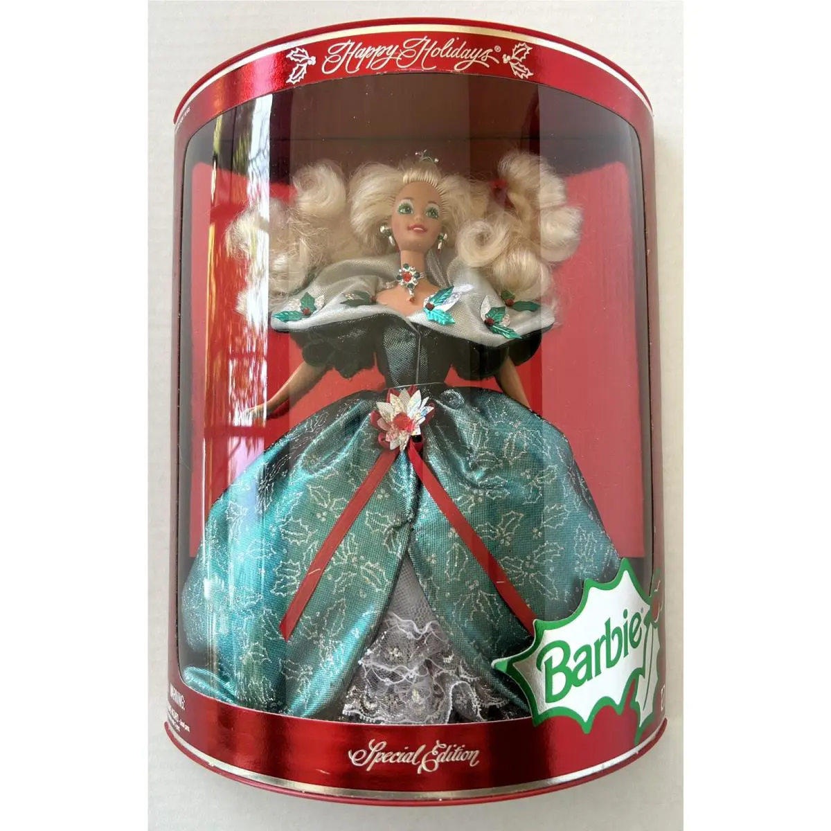 Happy Holidays Barbie Vintage 1995 Special Edition Green Dress Mattel 14123