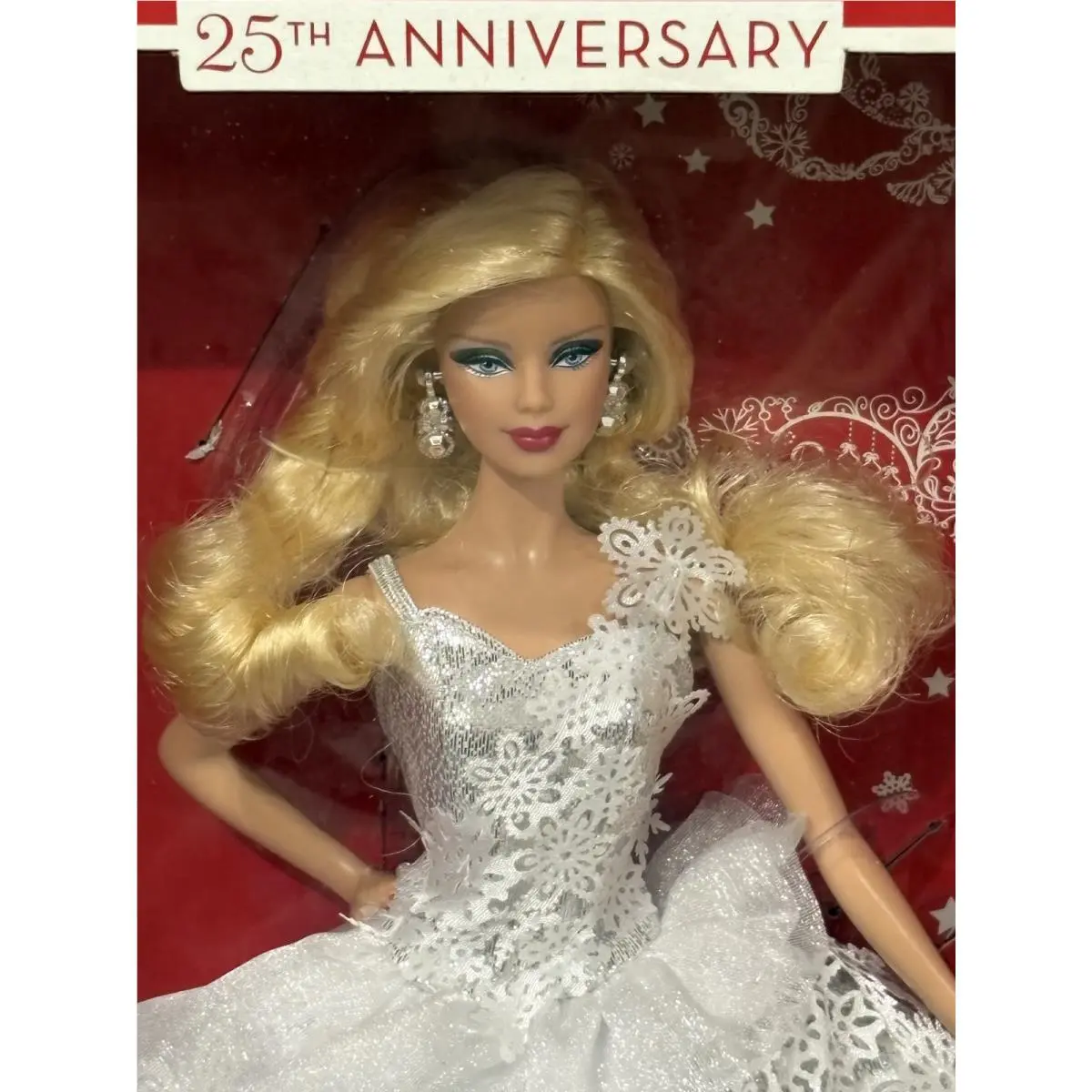 Barbie 2013 Holiday Doll 25th Anniversary Collector Blonde Silver Gown Box