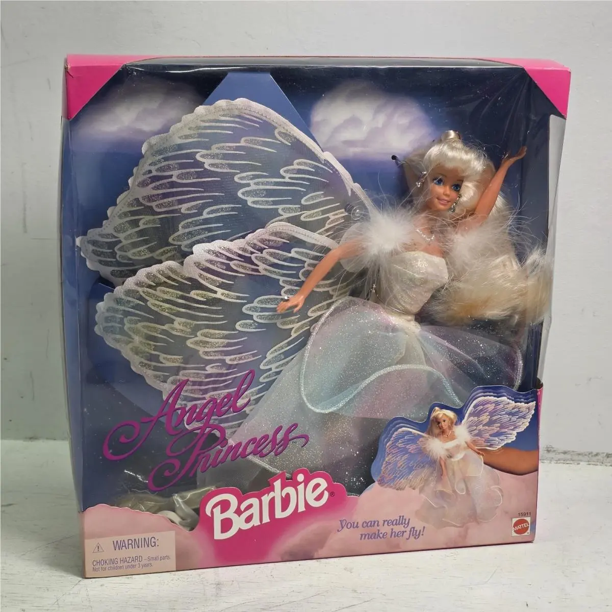 Vintage Angel Princess Barbie Doll In White Gown W/ Wings 1996 Mattel 15911