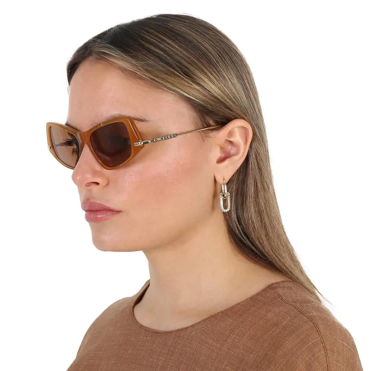 Burberry Brown Irregular Ladies Sunglasses BE4408 409473 52 BE4408 409473 52