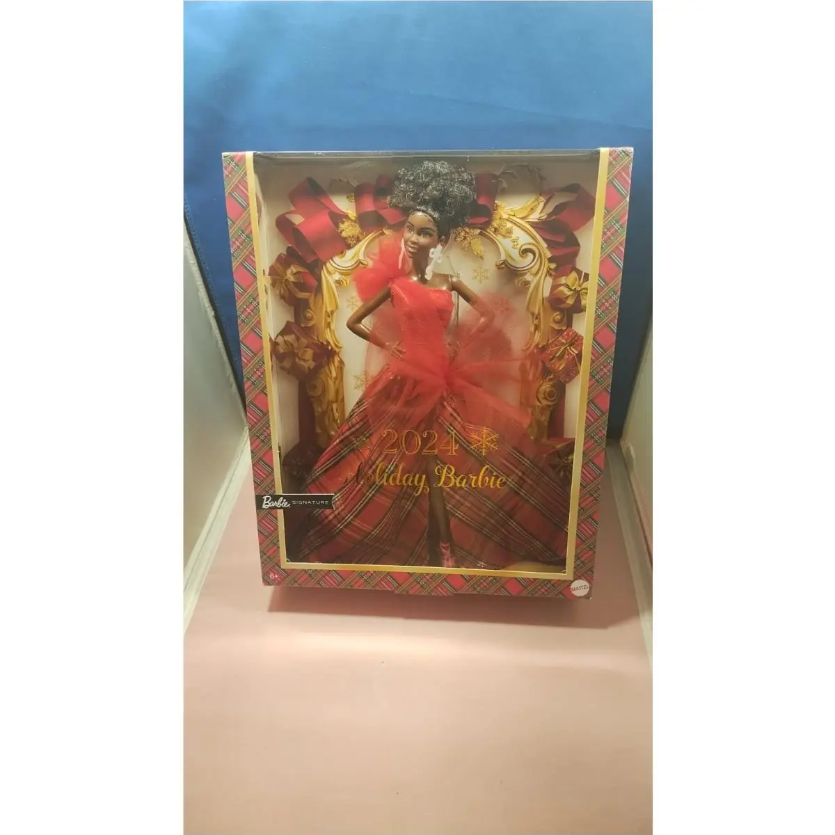 2024 Signature Holiday African American Barbie Includes Doll Stand Christmas