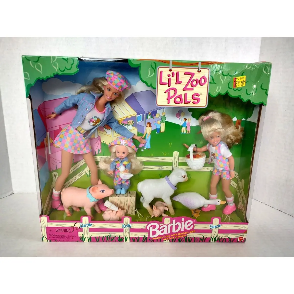 Vintage 1998 Barbie Li`l Zoo Pals Stacie Kelly Dolls Mattel Nrfb 19625