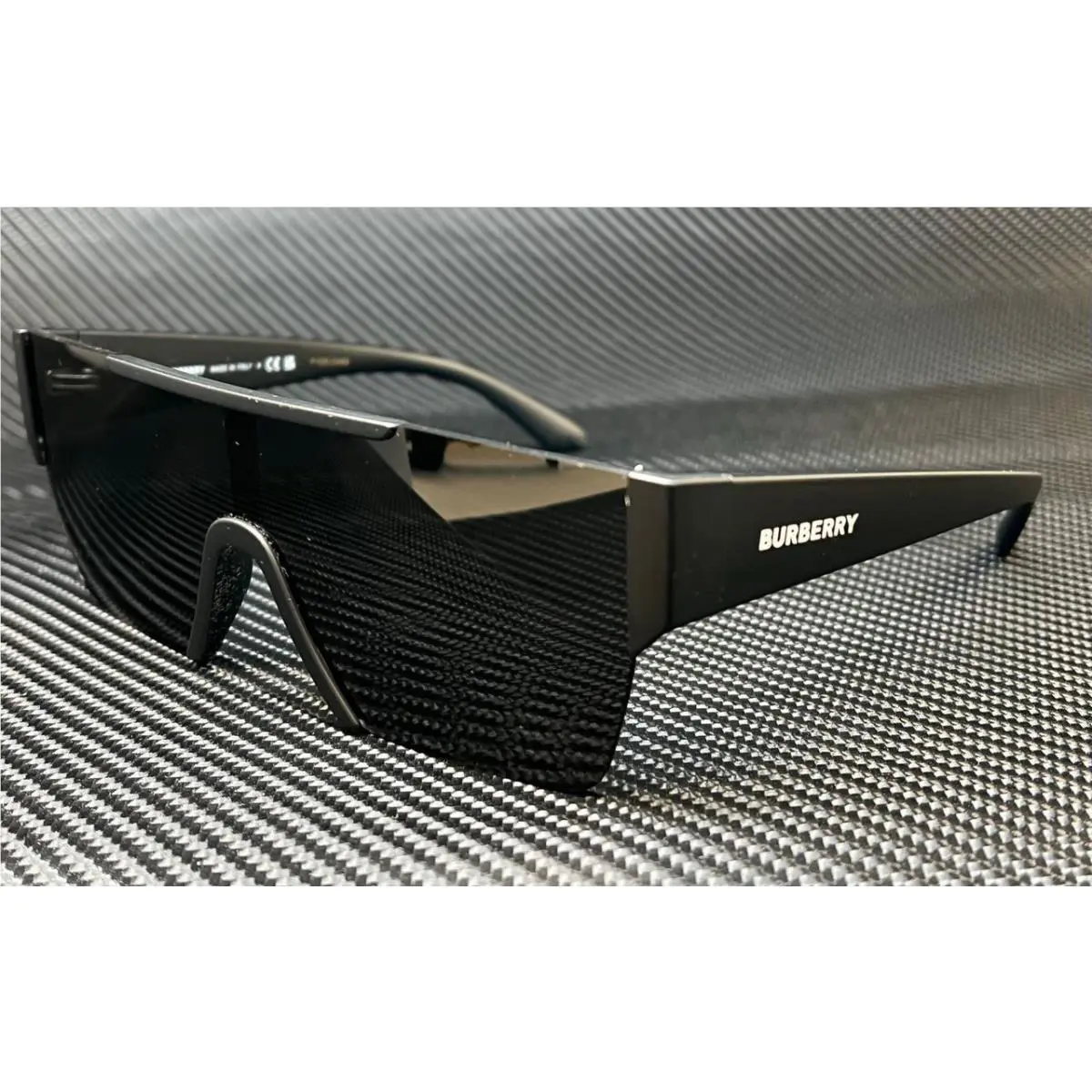 Burberry BE4291 346487 Matte Black Grey Rectangle Men`s Sunglasses 60 mm