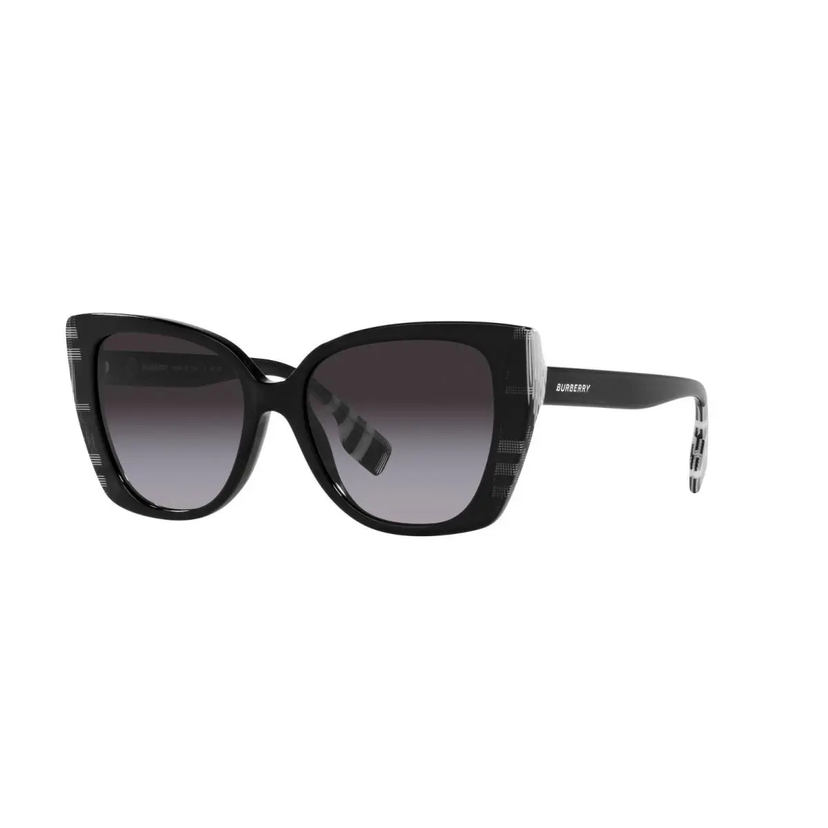 Burberry Meryl BE 4393 Black Check/grey Shaded 4051/8G Sunglasses - Frame: Black Check, Lens: Grey Shaded
