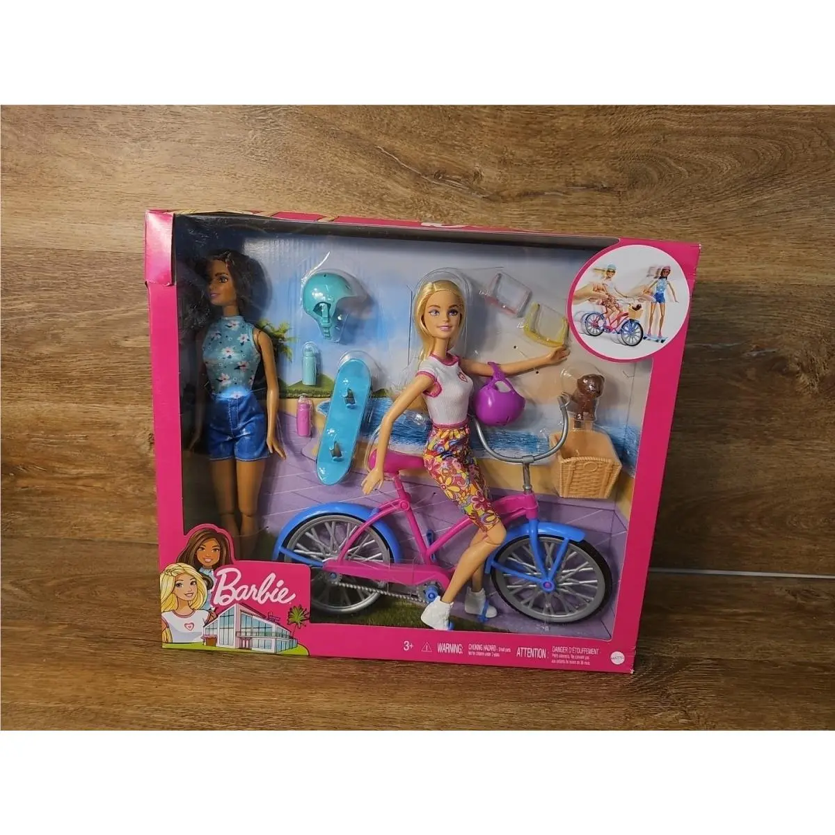 Barbie Outdoor Bike Teresa Skateboarding 2 Doll Playset with Puppy