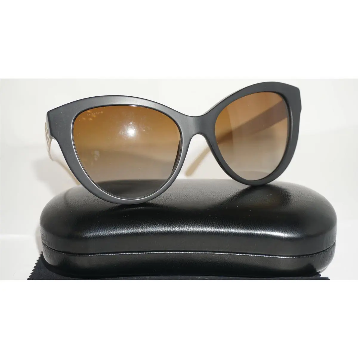 Burberry Sunglasses Black Gold Plaid Metal Grey B4220 3464/T5 56 17 140